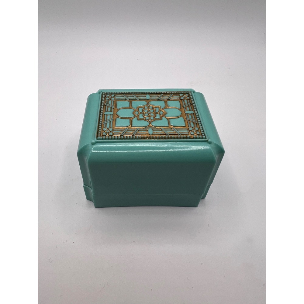 Vintage Turquoise Art Deco Celluloid Ring Presentation Box Ornate 1930s/1940s